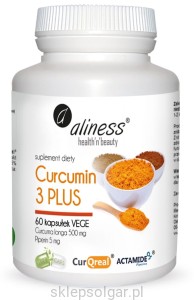 Aliness Curcumin 3 PLUS Curcuma longa 500 mg Piperin 5 mg 60 kapsułek 