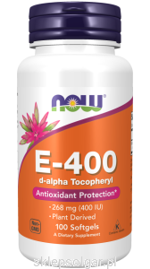 NOW Foods Witamina E Naturalna 400 – 100 kapsułek 