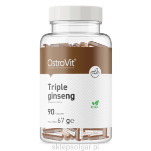 OstroVit Triple Ginseng VEGE 90 kapsułek żeń szeń guarana ashwagandha
