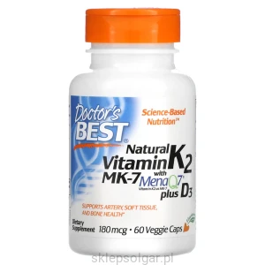 Doctor's Best Natural Vitamin K2 MK-7 with MenaQ7 plus Vitamin D3, 180 mcg Witamina K2 D3