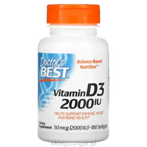 Doctor's Best Vitamin D3, 50 mcg (2,000 IU), 180 Softgels Witamina D3