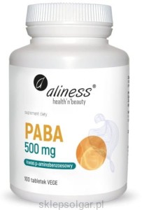  Aliness PABA (kwas p-aminobenzoesowy) 500 mg x 100 vege tabs. 