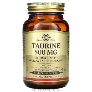 Solgar, Taurine, 500 mg, 100 Vegetable Caps Tauryna 