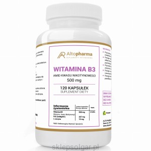 Alto pharma WITAMINA B3 PP 500mg Amid Kwasu Nikotynowego PRODUKT WEGE 120 kapsułek