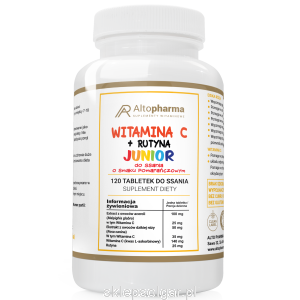 Alto pharma WITAMINA C + RUTYNA JUNIOR 200mg TABLETKI DO SSANIA O SMAKU POMARAŃCZOWYM PRODUKT WEGE 120 tabletek