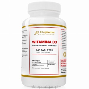 Alto pharma Witamina D3 4000 IU MOCNE Kości DOBRY Nastrój LEPSZA Odporność 240 tabletek