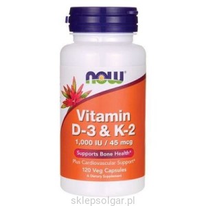 NOW Foods Witamina Vitamin D3 & K2 1000IU - 120kaps