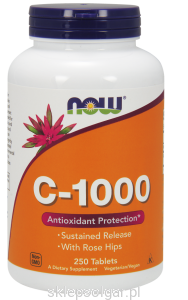 NOW Foods Witamina c 1000mg 250tab Powolne Uwalnianie Opóźnione