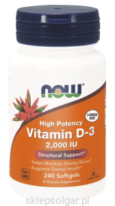 NOW Foods Witamina D-3 – 2,000 IU – 240 kapsułek