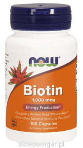 NOW Foods Biotyna 1mg (1,000 µg) – 100 kapsułek