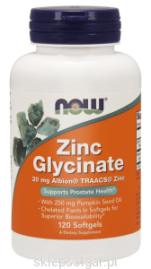 NOW Foods chelat cynku + olej z pestek dyni – 120 kapsułek