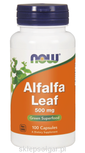 NOW Foods Alfalfa – Liść lucerny – 500 mg / 100 kaps
