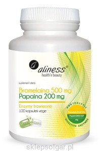 Aliness Bromelaina 500mg, Papaina 200 mg x 100 VEGE caps.