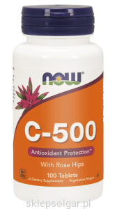 NOW Foods Witamina C-500 – Z owocem dzikiej róży – 100 tab
