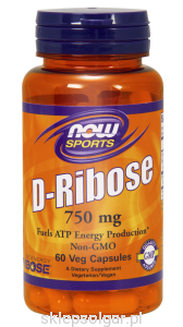 NOW Foods D-Ribose 750 mg – Zasila ATP, Ryboza – 60 kaps