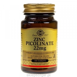 Solgar Cynk Pikolinian 22 mg - 100 tabl