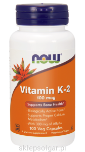 NOW Foods Witamina K2 100mcg + Lucerna Alfalfa