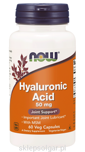 NOW Foods Kwas hialuronowy 50mg + MSM 60kaps