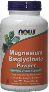 NOW Foods Magnesium Bisglycinate Powder – Magnez w proszku Chelat – 227 g