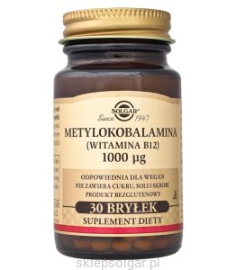 SOLGAR METYLOKOBALAMINA WITAMINA B12 1000UG 30 BRYŁEK