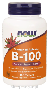 NOW Foods B-100 – Kompleks witamin B Przedłużone uwalnianie – 100 tab
