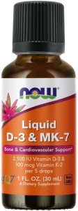 NOW Foods Liquid D-3 & MK-7 K-2 w płynie D3 K2
