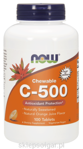 NOW Foods Witamina C -500 – 100 pastylek do ssania / 500 mg