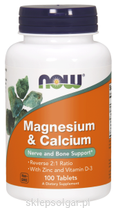 NOW Foods Magnez Wapń + D3 + Cynk – 100 tabl