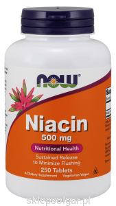 NOW Foods Niacyna 500 mg (Witamina B3) – 250tab