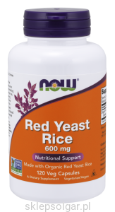 NOW Foods Red Yeast Rice 600 mg – Czerwony Ryż 120kaps