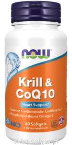 NOW Foods Krill & CoQ10 Koenzym Q10 Kryla Olej