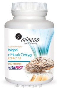 Aliness Wapń z muszli ostryg z K2 MK7 i D3 x100 tabletek