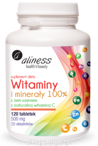 Aliness Witaminy i Minerały z żeńszeniem, nat VitC x 120 tab.