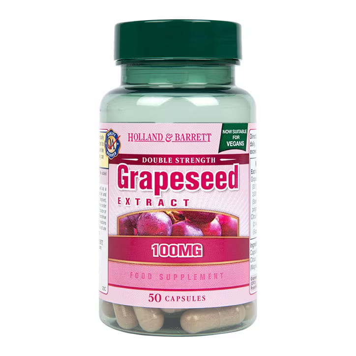 Holland & Barrett Double Strength Grapeseed Extract 100mg 50 Capsules