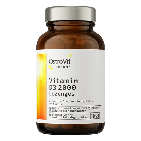 OstroVit Pharma Witamina D3 2000 IU do ssania 360 tabletek zielonego jabłka