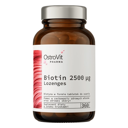 OstroVit Pharma Biotyna 2500 µg do ssania 360 tabletek truskawkowy