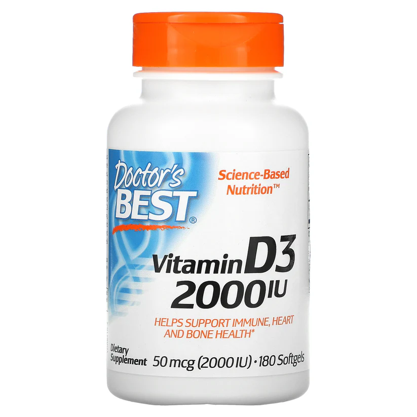 Doctor's Best Vitamin D3, 50 mcg (2,000 IU), 180 Softgels Witamina D3