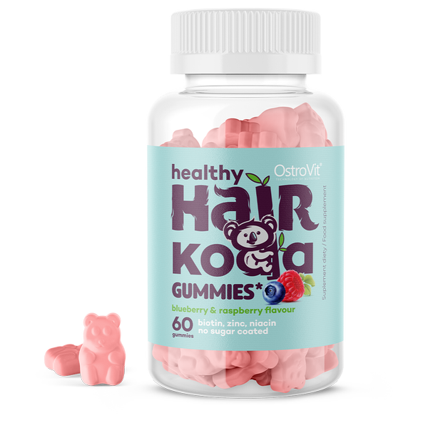 OstroVit Healthy Hair Koala Gummies 60 szt. jagodowo-malinowy Biotyna